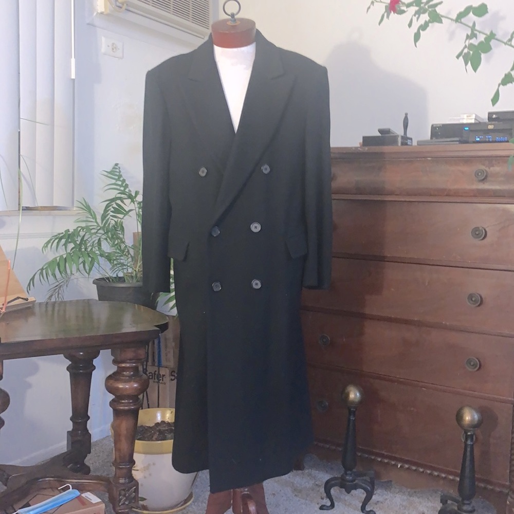 B. W. Harris mens black full length overcoat